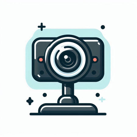 Camera icon in flat style. Web camera vector illustration on white isolated background.のイラスト素材
