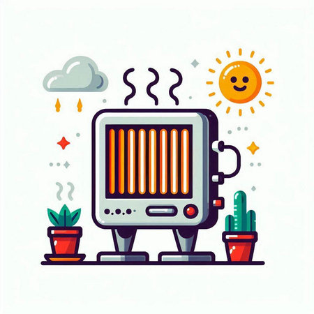 Air conditioner flat vector illustration. Cool and hot temperature concept.のイラスト素材