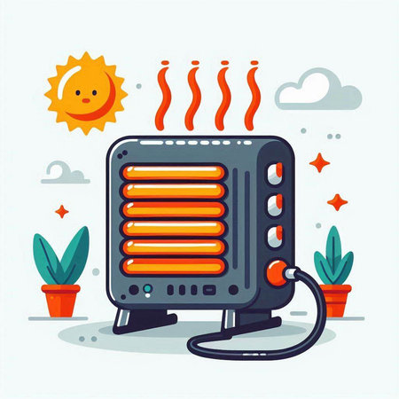 Illustration of an electric heater in a flat style. Vector illustration.のイラスト素材