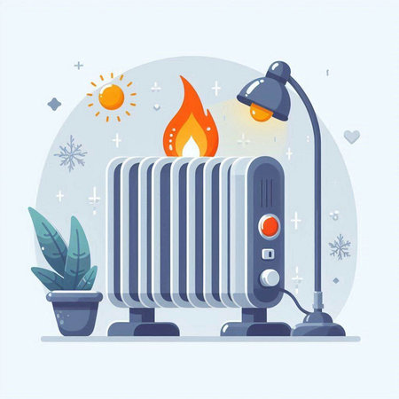 Vector illustration of home heating system. Flat style design for web, site, advertising, banner, poster.のイラスト素材