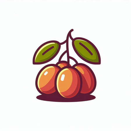 Cartoon rowan fruit isolated on white background. Vector illustration.のイラスト素材