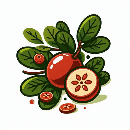 Cranberry vector illustration. Isolated cranberry on white background.のイラスト素材