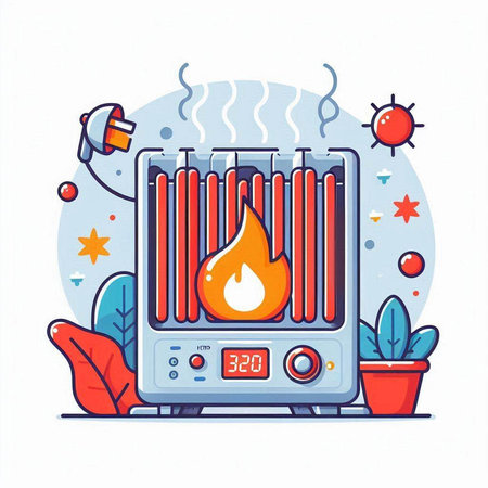Illustration of a heating system. Vector illustration in flat style.のイラスト素材