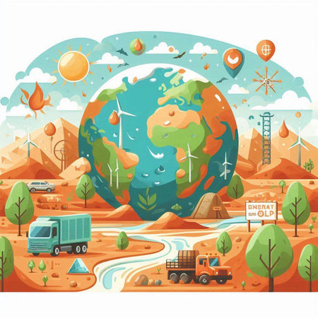 Ecology concept, save the world, save the planet, vector illustrationのイラスト素材