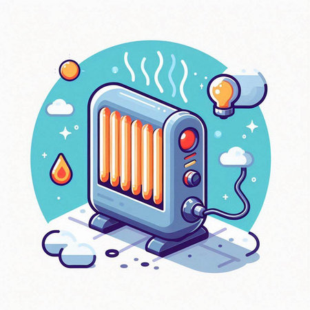 Illustration of a heating radiator in cartoon style. Vector illustration.のイラスト素材