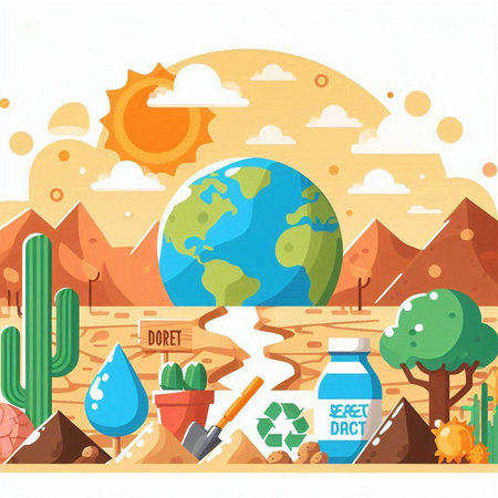Ecology and Environment Concept. Flat Style Vector Illustration. Earth Dayのイラスト素材