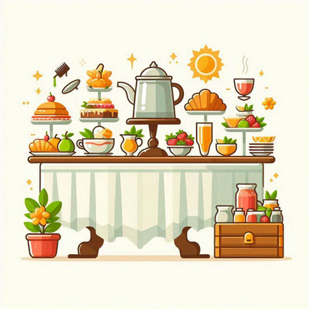 Coffee shop, cafe or restaurant interior. Vector illustration.のイラスト素材