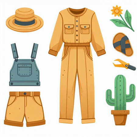 Vector set of clothes and accessories in cartoon style on white background.のイラスト素材