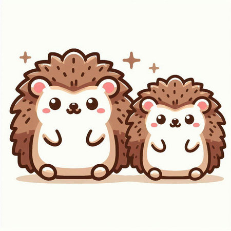 Cute hedgehogs. Vector illustration in cartoon style on white backgroundのイラスト素材