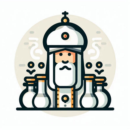 Medieval King Vector Icon in Line Style. Vector Illustration.のイラスト素材
