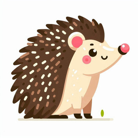 Cute cartoon hedgehog. Vector illustration isolated on white background.のイラスト素材