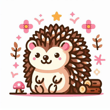 Cute cartoon hedgehog. Vector illustration of a cute hedgehog.のイラスト素材
