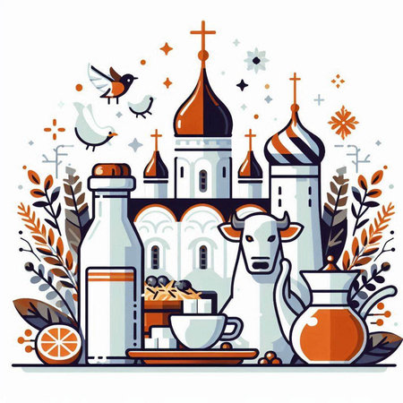 Vector illustration of the Holy Trinity Cathedral of St. Sergius of Radonezh.のイラスト素材