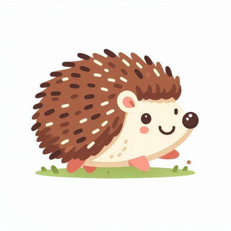 Cute hedgehog. Vector illustration in cartoon style on white background.のイラスト素材