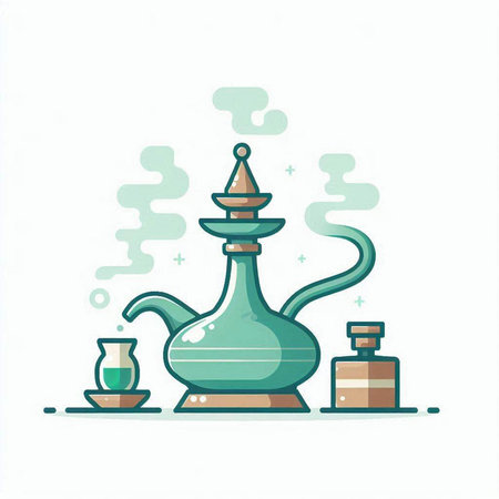Vector illustration of hookah in flat style. Vector illustration of hookah.のイラスト素材