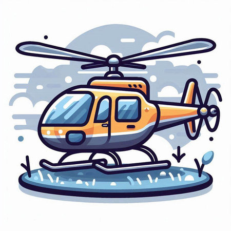 Helicopter in flat style. Vector illustration on white background.のイラスト素材