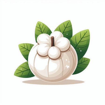 mangosteen fruit with leafs isolated icon vector illustration designのイラスト素材