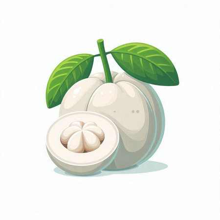 Mangosteen isolated on white background. Vector illustration of mangosteen.のイラスト素材