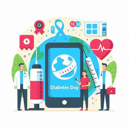 Diabetes test flat design concept vector illustration for web and mobile appのイラスト素材