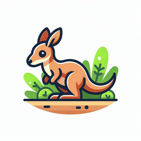 Kangaroo icon. Vector illustration of cute kangaroo.のイラスト素材