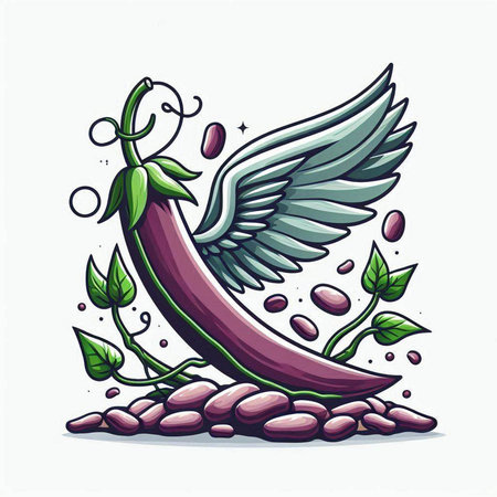 Pepper with wings on a white background. Vector illustration of a vegetable.のイラスト素材