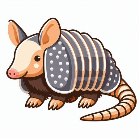 Illustration of a cute armadillo on a white background.のイラスト素材