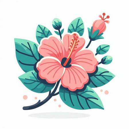 Hibiscus flower vector illustration. Floral design element.のイラスト素材