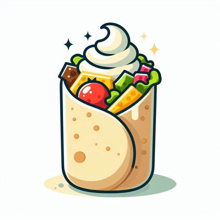 Illustration of kebab with whipped cream on a white backgroundのイラスト素材