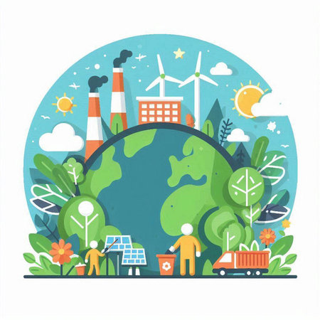 Ecology concept. Save the planet. Vector illustration in flat styleのイラスト素材