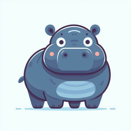Cute cartoon hippopotamus. Vector illustration in flat style.のイラスト素材