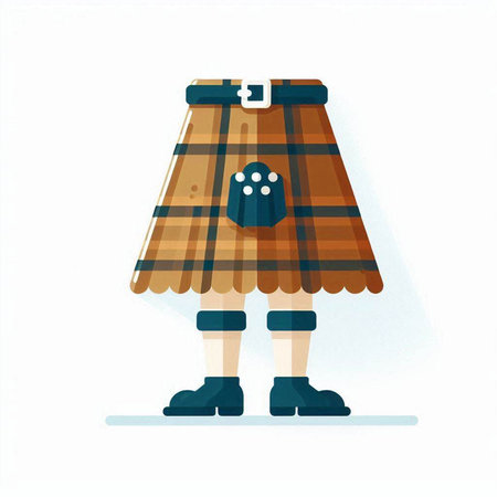 Scottish traditional costume. Vector illustration in flat style. Isolated on white background.のイラスト素材