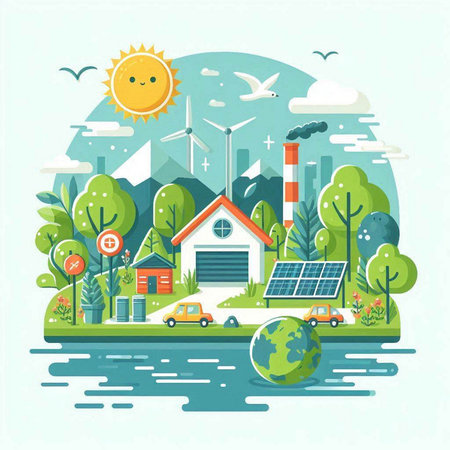 Ecology concept, save the planet, save the environment. Vector illustrationのイラスト素材