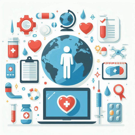 Flat design illustration concepts for healthcare and medicine. Concepts for web banners and printed materials.のイラスト素材