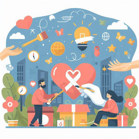 Valentine's day concept. Flat vector illustration. Love and romance.のイラスト素材