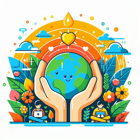 Flat design vector illustration concept of World Environment Day. Save the Earth.のイラスト素材