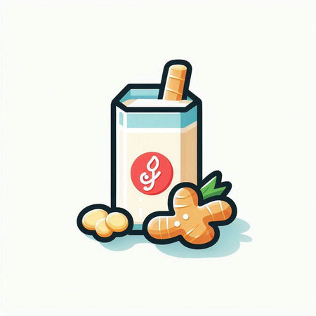Vector illustration of a bottle of ginger juice on a white background.のイラスト素材