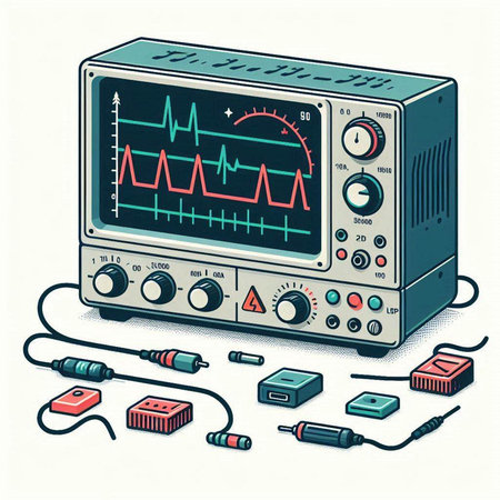 Illustration of an electrocardiogram in a retro style.のイラスト素材