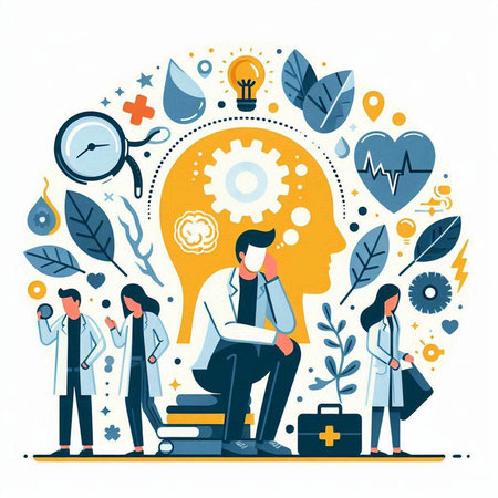 Concept of creative thinking. Idea of brainstorming, teamwork, brainstorming. Vector illustrationのイラスト素材