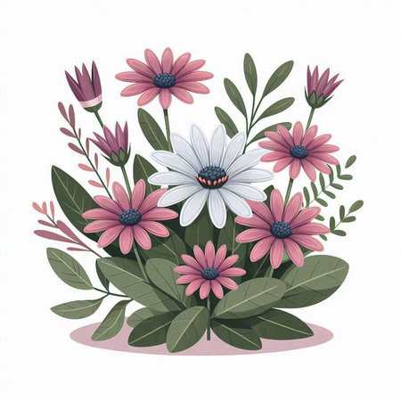 Bouquet of flowers on a white background. Vector illustration.のイラスト素材