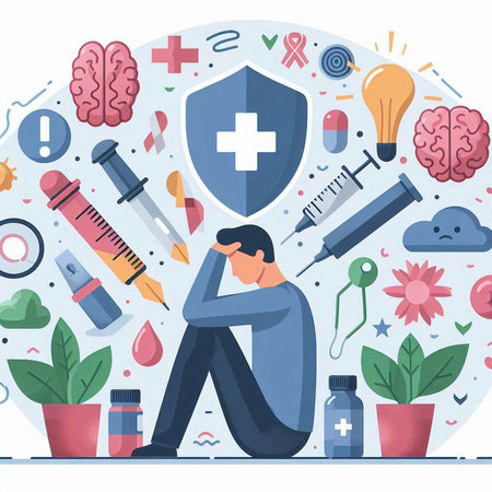Concept of mental health and medicine. Vector illustration in flat styleのイラスト素材
