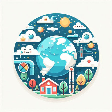 Flat design concept of climate change, global warming, global warming. Vector illustrationのイラスト素材