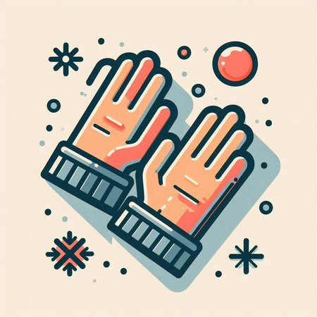 Hand drawn vector illustration of gloves. Flat line art style design for web and print.のイラスト素材
