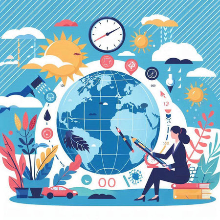 Flat design modern vector illustration concept of environment, ecology, save the planet, save the planet.のイラスト素材