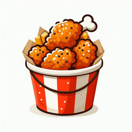 Bucket of popcorn. Vector illustration isolated on a white background.のイラスト素材