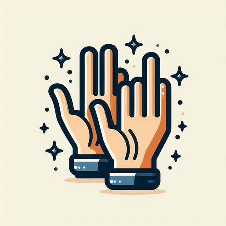 Illustration of hands clapping. Vector illustration in flat style.のイラスト素材