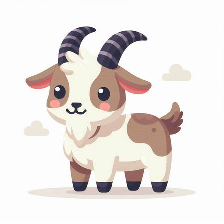 Cute cartoon goat character. Vector illustration in a flat style.のイラスト素材