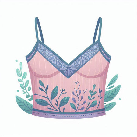 Illustration of women's underwear with floral pattern. Vector illustration.のイラスト素材