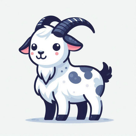 Cute cartoon goat isolated on a white background. Vector illustration.のイラスト素材