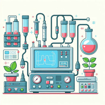 Illustration of laboratory equipment. Science and technology concept. Vector illustration.のイラスト素材