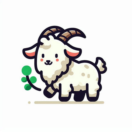 Cute goat character. Vector illustration. Isolated on white background.のイラスト素材